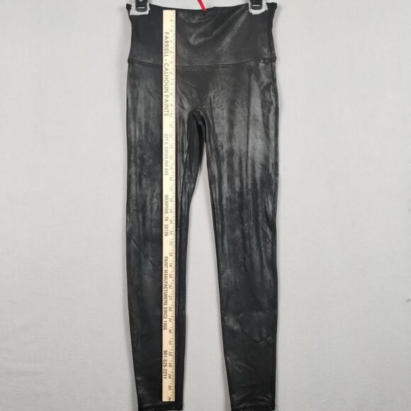 Spanx Faux Leather Leggings Stretch Compression Black Size XL - Picture 7 of 10